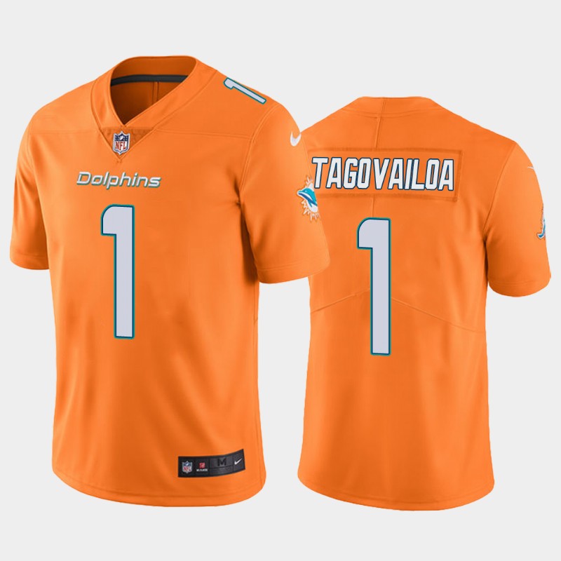 Men's Miami Dolphins #1 Tua Tagovailoa Orange Vapor Limited Stitched NFL Jersey